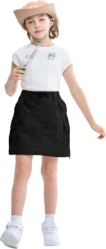 Rolanko Girls Skirts Inner Shorts with Pockets, Adjustable Parachute Cargo Sport Skort with Elastic Waistband - Image 2