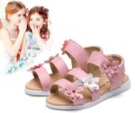Girls Sandals with Pearls Flowers Leather Shoes Sandals for Little Girls - Image 2