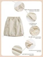 Rolanko Girls Skirts Inner Shorts with Pockets, Adjustable Parachute Cargo Sport Skort with Elastic Waistband - Image 6