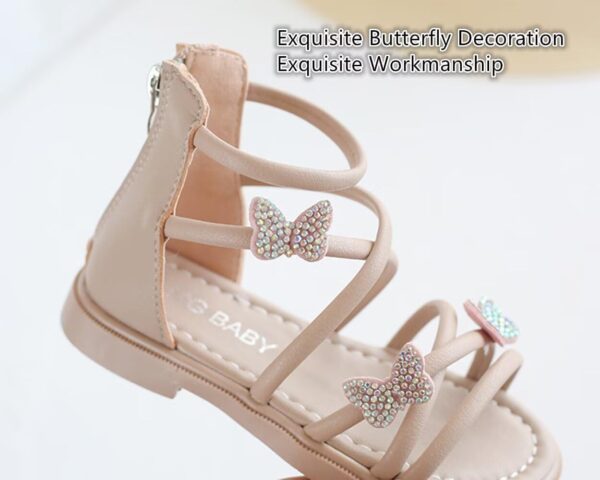 BWGHBH Girls Gladiator Sandals Summer Princess Butterfly Strappy Dress Flats Shoe with Back Zipper For Toddler/Little Kid - Image 4