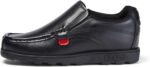 Kickers Boy's Fragma Slip on Moc Toe Comfortable Leather Shoes, Black
