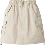 Rolanko Girls Skirts Inner Shorts with Pockets, Adjustable Parachute Cargo Sport Skort with Elastic Waistband