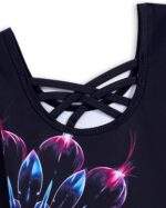 JiAmy Gymnastics Leotards for Girls Cross Back, Long Sleeve Sparkly Dance Biketards with Shorts Ballet Outfit for 3-12 Years - Image 2