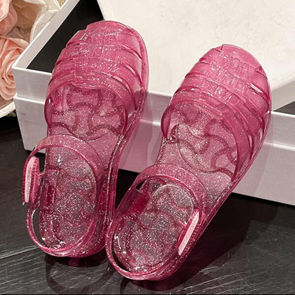Zeiayuas Toddler Girls Jelly Sandals Glitter Flat Beach Summer Shoes Mary Jane Dress Princess Shoes Water Anti Slip Shoes for Little Kids UK Child 2-6 Years - Image 2