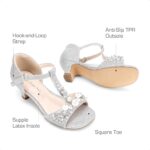 DREAM PAIRS Girls Sandals Ankle Strap T-Strap Low Heel Pearl Bow Flower Pump Dress Wedding Party Shoes for Little Kid/Big Kid - Image 5