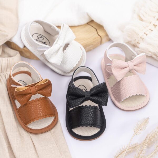 CENCIRILY Infant Baby Girls Summer Sandals Newborn Bow-Knot Open Toe Beach Shoes Casual Lightweight Anti Slip Sole Flat - Image 2