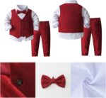 TiaoBug Infant Baby Boys Birthday Party Tuxedo Suit Long Sleeve Shirt Vest Long Trouser Gentleman Outfit - Image 6