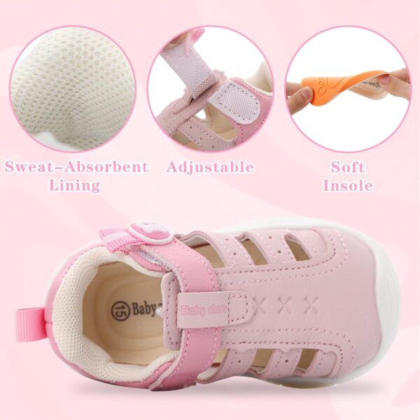 Baby Boys Girls Sandals Toddlers Summer First Walking Shoes Kids Closed Toe Pre Walkers with Anti-Slip Rubber Sole - Image 4