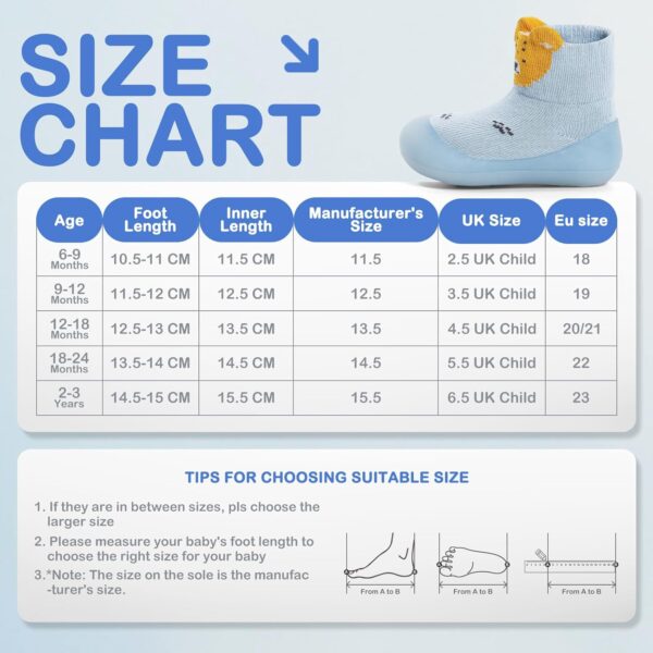 MASOCIO Baby Boys Girls Sock Shoes Toddler First Walking Shoes Soft Rubber Sole Non Slip Sock Shoes - Image 7