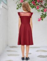 Arshiner Girls Dress Summer Ruffle Sleeve Mesh A Line Casual Party Dresses with Pockets 6-13 Years - Image 7