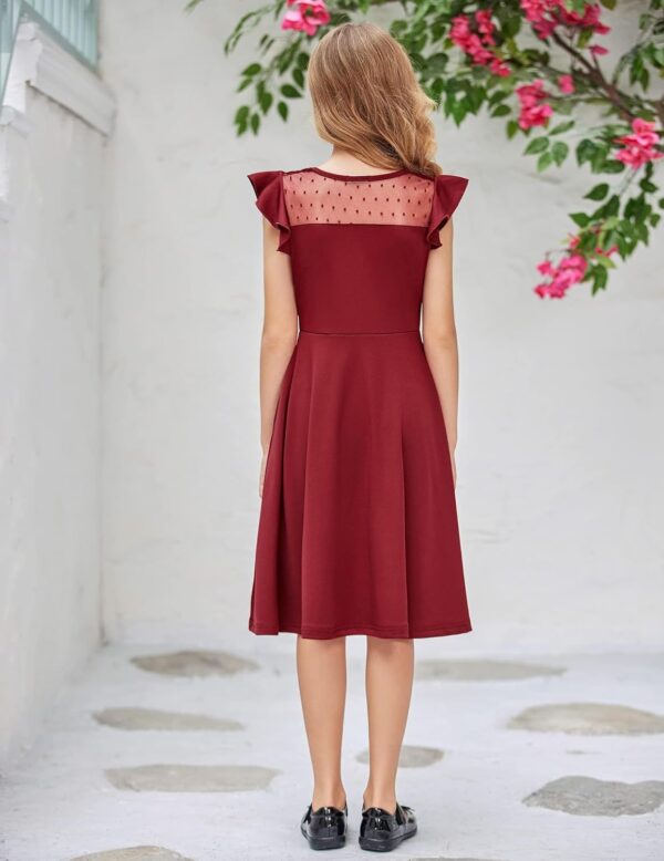 Arshiner Girls Dress Summer Ruffle Sleeve Mesh A Line Casual Party Dresses with Pockets 6-13 Years - Image 7