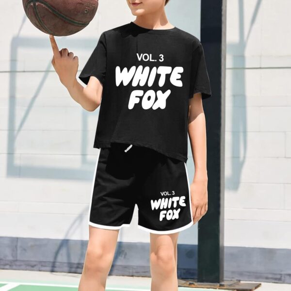 Kids Summer Sport T-Shirt and Shorts 2 Piece Outfit Girls Trendy Tracksuit Set Short Sleeve Fox Letter Print Crop Tops with Jogger Shorts Activewear Preppy Clothing Set - Image 5