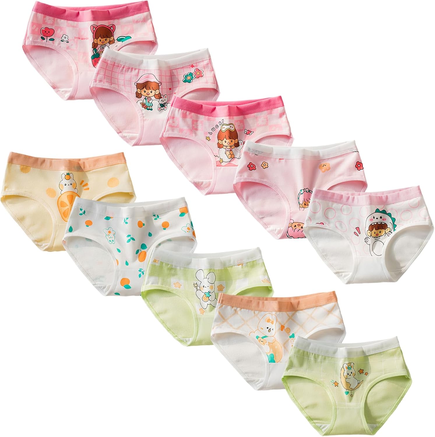 712uWusnspL._AC_SL1500_.jpg Girls Cotton Knickers for 2-12 Years Soft Comfort Girls Underwear Cute Girl Briefs Underpants 10 Packs - Image 1