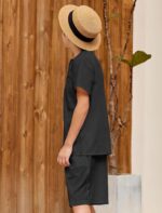 JiAmy Boys Clothing 2 Piece Set, Henley Collar Short Sleeves Tops with Shorts Kit, Summer Casual Cotton Kids Coordinating Outfits for 5-14 Years - Image 7