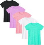 Star Vibe 4-5 Pack Girls Clothes Yellow Orange Green Red Tshirt Kids Dry Fit Running T-Shirt for Kids