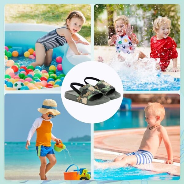 Girls Sandals Glitter Sliders, Boys Summer Slippers Kids Flip Flops for Beach Pool, Toddlers Lightweight Non-slip Sequins Sandals with Back Strap - Image 6