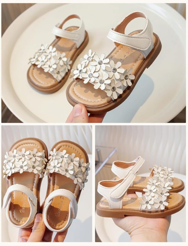 Toddler Little Girls Flower Open-Toe Flat Dress Sandals Summer Casual Shoes Elegant Princess Flat Sandals Kids Sandals - Image 4