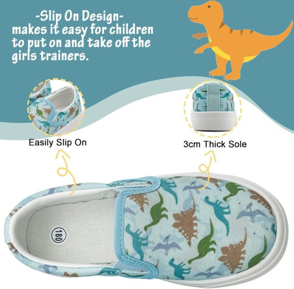Kids Slip On Canvas Shoes Girls Boys Casual Trainers Breathable Flat Sneakers Pumps Plimsoles with Cartoon Pattern Print - Image 5