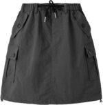 Rolanko Girls Skirts Inner Shorts with Pockets, Adjustable Parachute Cargo Sport Skort with Elastic Waistband