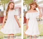 Arshiner Dress Girls Party Dress Elegant Short Sleeve Summer Dresses Children Plain A Line Casual Dress Ruffles Princess Dress Tie Back 122-158 - Image 2