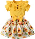 Baby Girls Cotton Rompers Newborn Summer Ruffle Short Sleeve Skirt Set - Image 7