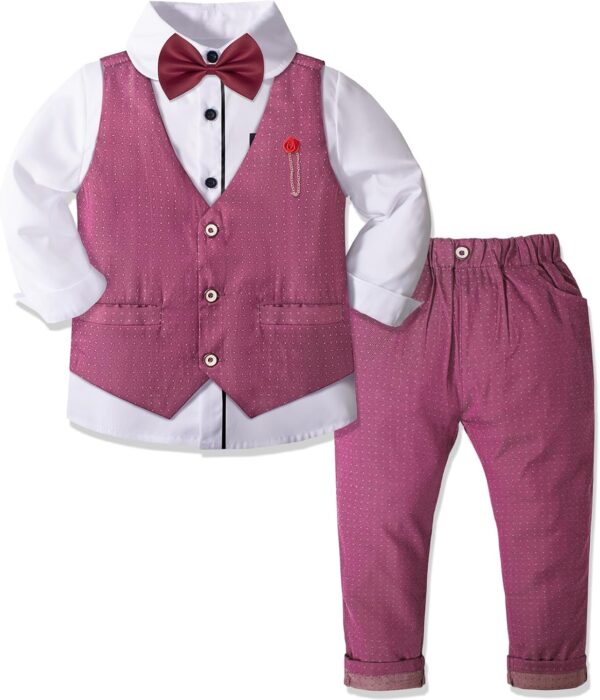 Nwada 4 Piece Boy Suits Boys Wedding Suit Page Boy Party Prom Formal Tuxedo Suits 3-4 Years - Image 3