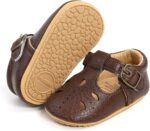 HAOLEI Infant Baby Girls First Walking Shoes Bowknot Soft Sole Newborn Loafers Moccasin Flat Shoes Velcro Anti-Slip Princess Wedding Dress Mary Jane Toddler Prewalker Crib Shoes 0-15 Months - Image 2