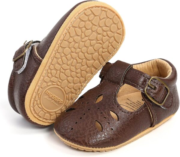 HAOLEI Infant Baby Girls First Walking Shoes Bowknot Soft Sole Newborn Loafers Moccasin Flat Shoes Velcro Anti-Slip Princess Wedding Dress Mary Jane Toddler Prewalker Crib Shoes 0-15 Months - Image 2