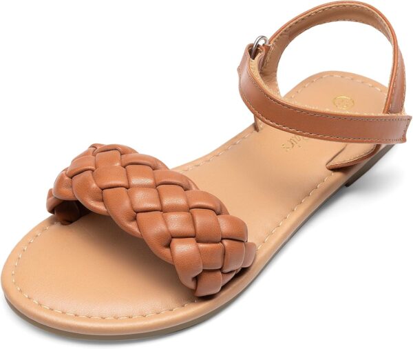 DREAM PAIRS Girls Sandals Classic Open Toe Braided Flat Sandals Summer Dress Shoes for Little Kid/Big Kid - Image 8