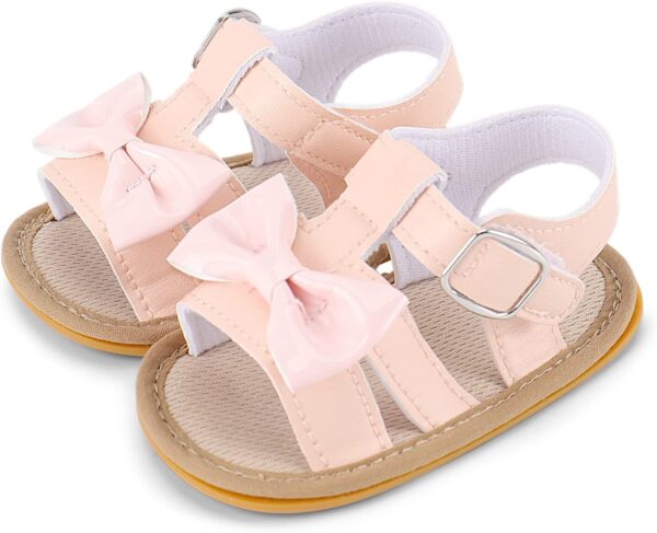 Baby Girls Open Toe Sandals Infant Toddler Summer Flat Anti Slip First Walking Shoes - Image 2
