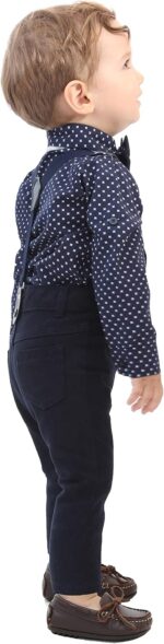 Lilax Boy Gentleman Outfit Tuxedo Dress Shirt Suspender Pant Set - Image 7