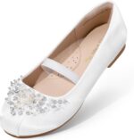 DREAM PAIRS Girls Mary Jane Ballerina Pearl Flat Dress Party Shoes