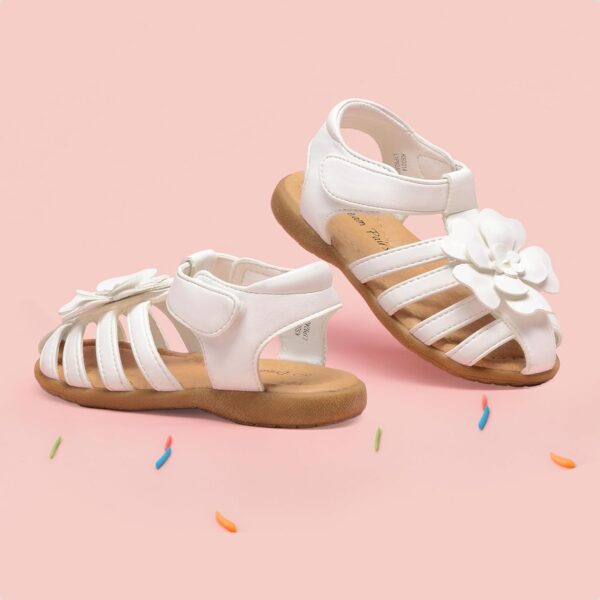 DREAM PAIRS Girls Closed-Toe Flower Summer Dress Sandals Shoes Toddler/Little Kid - Image 6