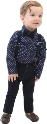 Lilax Boy Gentleman Outfit Tuxedo Dress Shirt Suspender Pant Set - Image 8