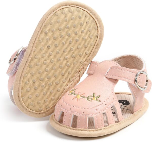 Baby Girl Sandals PU Leather Non-slip Embroidery Flower Summer Flats Toddler Shoes for Casual Daily - Image 5