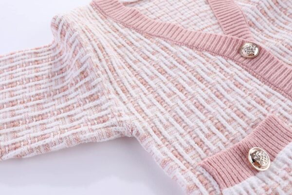 Mud Kingdom Girls Outfit Cable Knit Button Down Sweater Cardigan A-line Skirt Plaid 2-Piece Set - Image 6