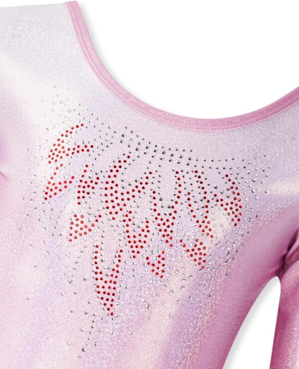 Gogokids Girls Three-Piece Gymnastics Leotards, Long Sleeve Gymnastics Set with Shorts and Hairband, Sparkling Ballet Dancing Unitards - Gymnastics Outfit with Gradient Color Design for 3-12 Years - Image 3