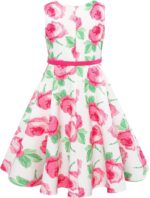BONNY BILLY Girls Classy Vintage Floral Swing Kids Party Dress with Belt - Image 2