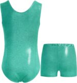 JiAmy Girls' Gymnastics Leotards 4 Piece Set, Solid Sleeveless Kids Ballet Dance Unitards with Shorts Gymnastics Outfits for 3-12 Years - Image 6
