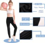 Girls Sports Leggings with Pockets Black Athletic Leggings Activewear Leggings Active Yoga Pants Running Leggings for Kids Youth Girls Size 11-12 10-12 12-13 9-10 8-10 6-8 7-8 9-11 13-14 Years - Image 3