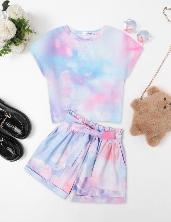 Arshiner Girl's Clothing Set Kids Summer T-shirt with Shorts Set Casual Fashion Short Sleeve Top Outfits Set for Girls 6-14 Years - Image 7