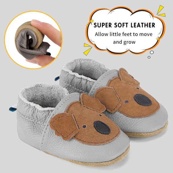 LACOFIA Baby Soft Leather Shoes Anti-Slip Soft Infant Boys Girls Slipper Crib Shoes First Walkers 0-24 Months - Image 4