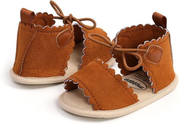 FGUUTYM Baby Shoes 6-12 Months Boys Sandals First Walking Shoes Summer Baby Shoes Toddler Shoes Soft Soles Non-Slip Summer Shoes Open Toe Breathable Crawling Shoes Girls Christening Shoes, brown, 13 - Image 4