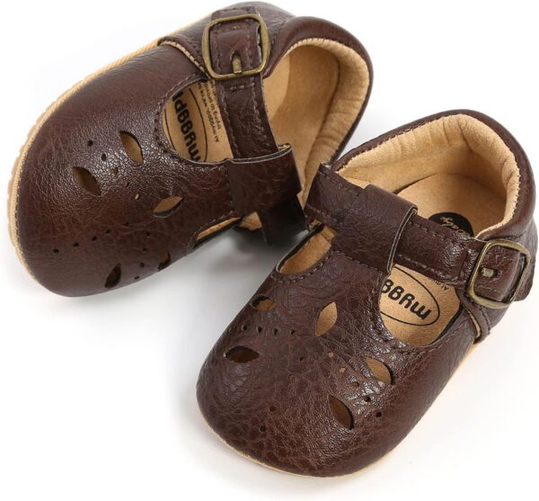 HAOLEI Infant Baby Girls First Walking Shoes Bowknot Soft Sole Newborn Loafers Moccasin Flat Shoes Velcro Anti-Slip Princess Wedding Dress Mary Jane Toddler Prewalker Crib Shoes 0-15 Months - Image 3