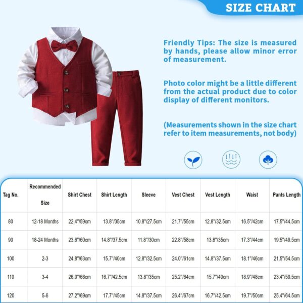 TiaoBug Infant Baby Boys Birthday Party Tuxedo Suit Long Sleeve Shirt Vest Long Trouser Gentleman Outfit - Image 7