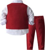 TiaoBug Infant Baby Boys Birthday Party Tuxedo Suit Long Sleeve Shirt Vest Long Trouser Gentleman Outfit - Image 2