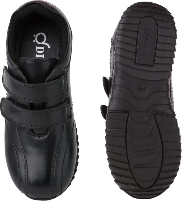 Boys Girls School Shoes Black Leather Easy Touch Fasten Shoes for Kids - Image 4