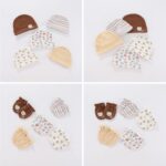 Newborn Baby 5 Hats and 5 Pairs Anti-Scratch Mittens for Babies Boys and Girls,Ages 0-6 Months 100% Cotton - Image 4