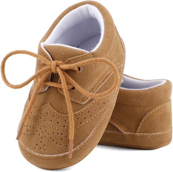 LACOFIA Baby Boys Shoes Infant Anti-Slip Soft Sole First Walking Shoes Casual Lace-up Prewalkers - Image 4