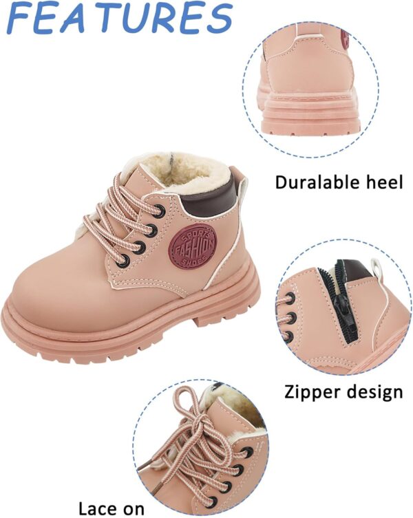 Boys Girls Ankle Boots Toddler Construction Boots Kids School Boots Wedding Dress Lace Up Shoes Winter Snow Shoes - Image 2